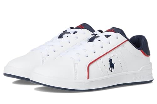 Image of Polo Ralph Lauren Boys' Heritage Court Iii (Little Kid) Trainers, White Navy, 13 UK Child/1 UK