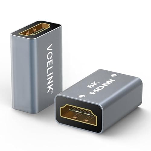 Image of VCELINK 8K HDMI Coupler, 2.1 Female to Female Adapter Extender Gold Plated HDMI Connector Support 8K/4K@60Hz UHD, 7680 * 4320 Resolution, 3D, HDR, ARC for Laptop, PC, Monitor, Roku TV, 2 Pack