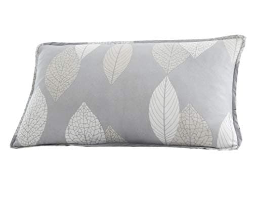 Image of Lancashire Bedding Bed Pillow Etched Autumnal Leaf Design Boudoir Cushion in Grey Rectangular Bedroom Decorative Living Room Home Accessories Flourishing Rose Hip Design