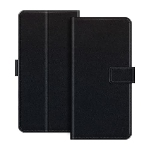 Image of ESACMOT Leather Wallet Case Compatible with HMD 105 4G 2024 Flip Cover with Card Holder & Kickstand, Magnetic Closure, Shockproof Folio Colorful Style (Black)