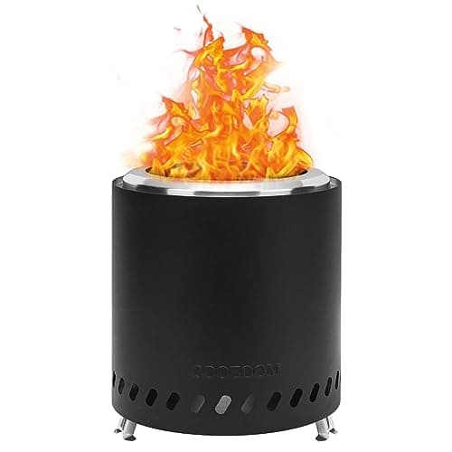 Image of COOZOOM Portable Table Top Fire Pit with Stand, 8.6" Stainless Steel Mini Outdoor Low Smoke Burning Tabletop Firepit Fueled by Pellets or Wood, for Outside Camping Black