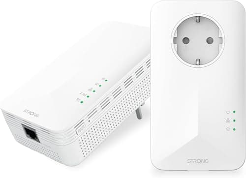 Image of STRONG AV1000 Powerline Adapter Kit with Socket, Dual Band WiFi, AC1200 Mbit/s, HomePlug AV2 Powerline Ethernet Expansion, Gigabit LAN Ports, Plug & Play, Power Saving Mode