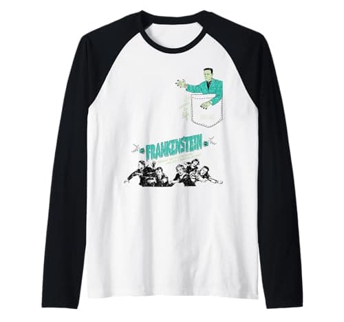 Image of Universal Monsters Frankenstein Vintage Poster Pocket Raglan Baseball Tee