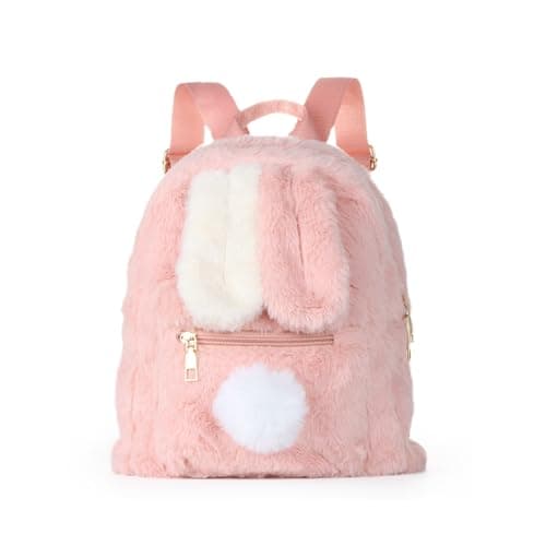 Image of Jywmsc Cute Plush Rabbit Ears Backpack for Teen Girls Fluffy Fuzzy Kawaii Shoulder Bag Handbags School Bag Satchel ,Pink