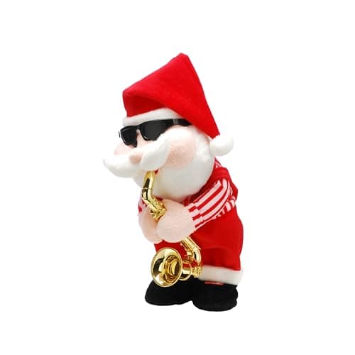 Image of Festive Productions 35cm Animated Singing Santa with Saxophone – Battery Operated Dancing Santa Christmas Decoration