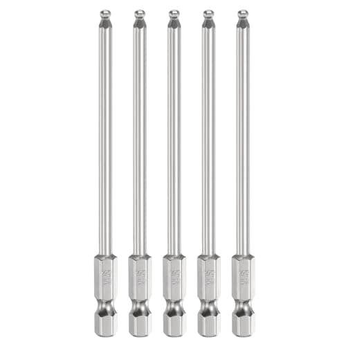 Image of sourcing map 5pcs Ball End Hex Screwdriver Bit H3 (3mm) Head 1/4" Hex Shank 100mm (4") Long Magnetic S2 Steel Metric Screw Driver Drill Bit Wrench Socket Power Tool