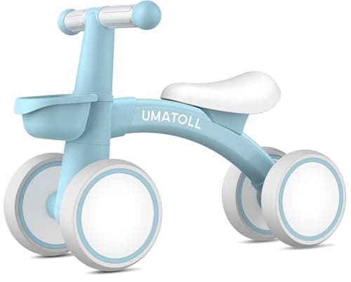 Image of Umatoll Baby Balance Bike for 1 Year Old Boys Girls, 12-24 Months Toddler Balance Bike with Removable Basket, Adjustable Seat, 4 Wheels Infant Bike, First Birthday Gift (Blue)