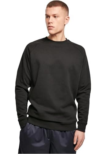 Image of Build your Brand Men's Sweatshirt with Raglan Sleeves Raglan Sweat Crew Neck Men's Jumper in 3 Colours Sizes S - 5XL, black, L