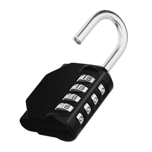 Image of ZHEGE Combination Locker Padlock, 4 Digit Coded Padlock, Gym Lock, School Locker Lock, Weatherproof Combination Lock Outdoor (Black)