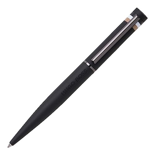 Image of Hugo Boss Loop Iconic HSG3524A Ballpoint Pen Brass and Rubber Black Length: 14.6 cm
