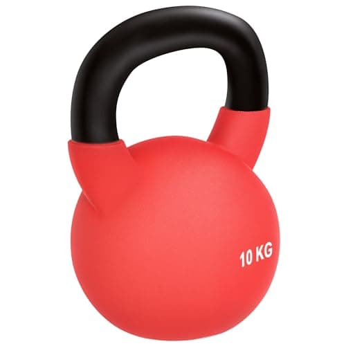 Image of HOMCOM Kettlebell, 10kg Kettle Bell with Non-Slip Handle for Home Gym Weight Lifting and Strength Training, Red