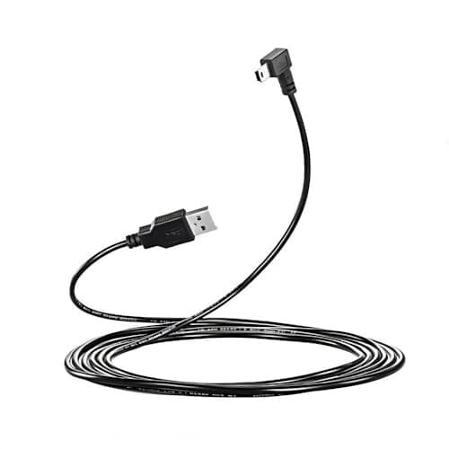 Image of LARRITS 10FT USB A Male To Mini B USB Cable 90 Degree Right Angle Data Sync Charge Cord With 5 pcs Wiring Clips For Nextbase Dash Cam Car GPS Navigator DVR Digital Camera(3 Meters)