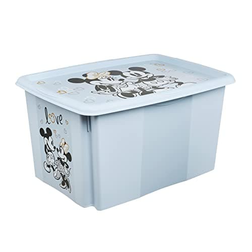 Image of keeeper Micky Maus Storage Box with Lid, Stackable and Rotatable, For Children, 45 L, Karolina, Cloudy Blue