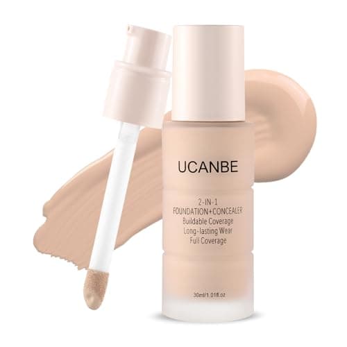 Image of UCANBE 2-IN-1 Foundation + Concealer, Full Coverage Long-Lasting Matte Makeup for Normal, Combination and Oily Skin, Buildable Waterproof Formula with Hyaluronic Acid (05 Nude Beige)