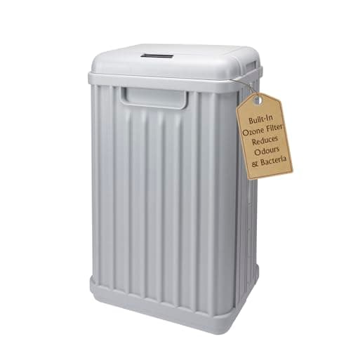 Image of SENSIOHOME 50 Litre Large Waterproof Motion Sensor Trash Can Dust Bin with Auto Lid, Ozone Function Helps Neutralise Bacteria, Bedroom Bathroom Living Room Office, Grey