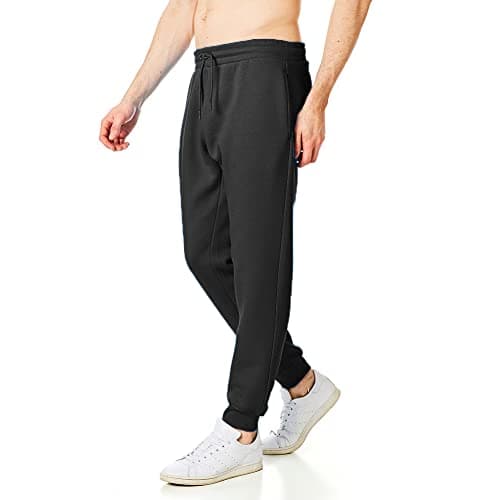 Image of RIPT Men’s Fleece Joggers with Drawstring Waist Cuffed Tracksuit Bottoms with Pockets Soft Touch Sweatpants for Gym & Loungewear (Black, M)