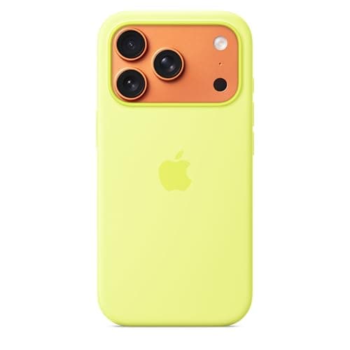 Image of Apple iPhone 17 Pro Silicone Case with MagSafe and Camera Control: Lightweight Phone Case, Wireless Charging Compatible, Smooth Matte Finish; Neon Yellow ​​​​​​​