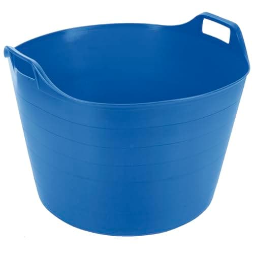 Image of M1SS 75L Litre Sky Blue Robust Versatile Multipurpose Extra Large Flexi Tub Reusable Garden Home Flexible Rubber Storage Container Plastic Bucket Trugs Horse Feeder Polyethylene Flex Tub - Made in UK