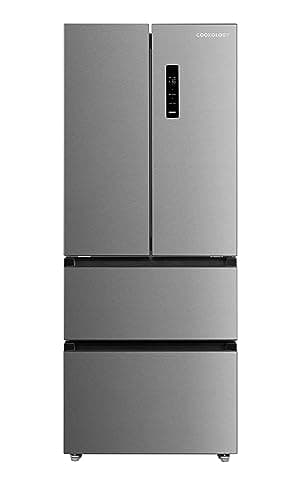 Image of Cookology CFDF391IX 70cm Freestanding French Doors Fridge Freezer, 391 Litre Capacity with LCD Temperature Control, 4 Star Freezer and Frost Free - In Inox