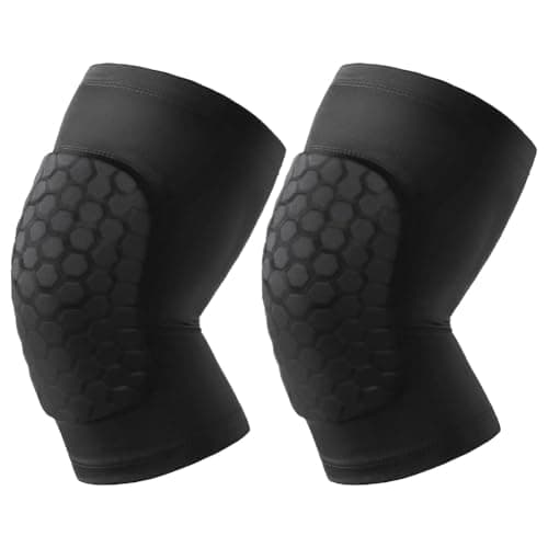 Image of AYBUY 1 Pair Knee Pads, Protective Hex Honeycomb Compression Kneepad, Soft Brace Breathable Sleeve, Collision Avoidance Knee Sleeve for Dance Volleyball Football Yoga Tennis Cycling Jogging, M