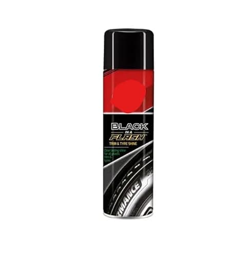 Image of Black in a Flash Trim & Tyre Shine 500ml Spray, Car Plastic, Vinyl & Rubber Restorer with Wet Look Gloss, Water Resistant Finish for Exterior Detailing