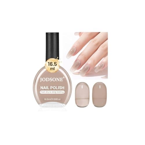 Image of JODSONE 16.5ml Jelly Nude Brown Nail Polish Large Volume Quick Dry Nail Polish, Long Lasting Shine, Fingernail Toenail Nail Art DIY Home Travel Nail Art Gift
