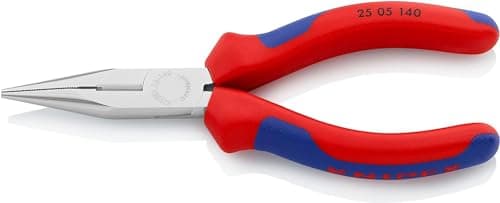 Image of KNIPEX Snipe Nose Side Cutting Pliers (Radio Pliers) Chrome-Plated with Multi-Component Handles 140 mm, 25 05 140