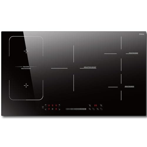 Image of Hobsir 5 Zone Induction Hob, Electric hob 90cm, 7200W Built-in Cooktop with Flexible Zone, Touch Control,9 Power Levels,Child Safety Lock,220-240V