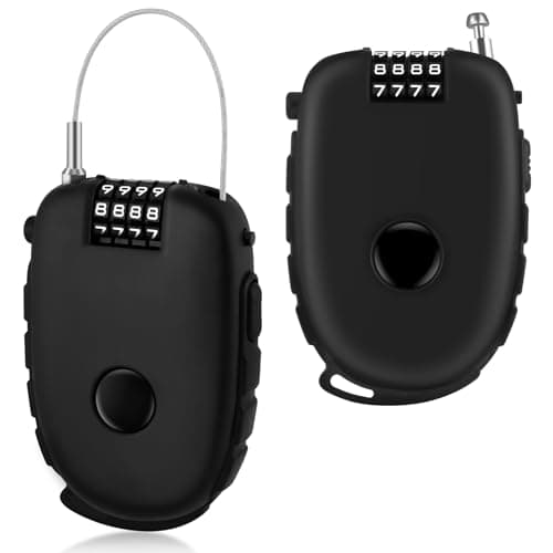 Image of Ainiv 2PCS 4-Digit Cable Lock Combination, 130cm Stainless Steel Core Retractable Bike Lock, Flexible Ski & Security Password Locks, Strong Wire Locks for Luggage, Helmets, Suitcases, Bike, Snowboard