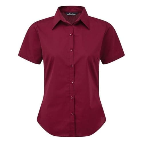Image of Premier Short Sleeve Poplin Blouse/Plain Work Shirt (14) (Burgundy)