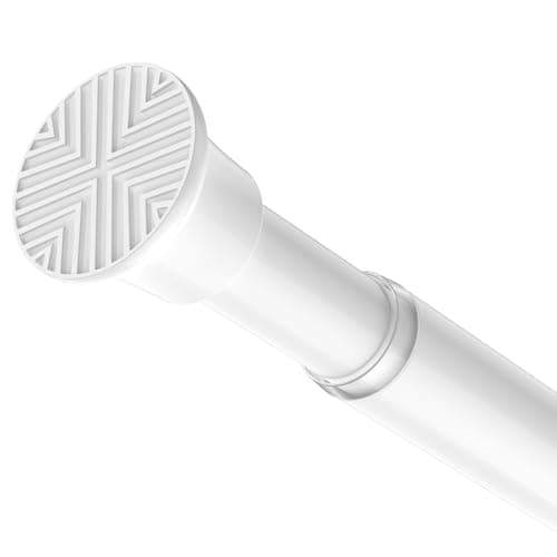Image of Zipglo Shower Curtain Pole 76-162 cm Adjustable Telescopic Rod Extendable Curtain Poles, Tension Rods for Curtains No Drill Shower Curtain Rail for Bathroom, White 1Pcs