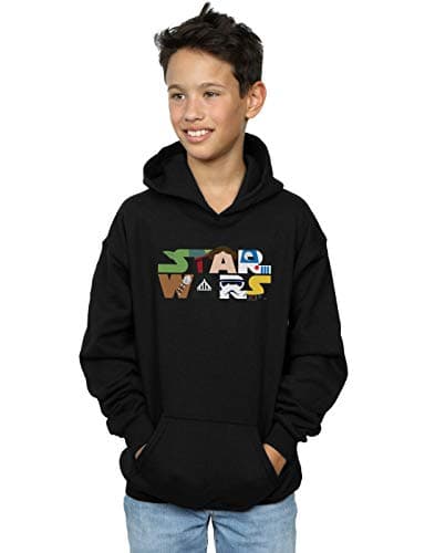 Image of Absolute Cult Star Wars Boys Character Logo Hoodie Black 9-11 Years