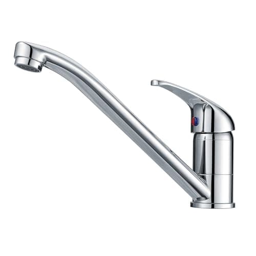 Image of Hapilife Chrome Kitchen Tap Single Lever Kitchen Mixer Taps 1 Hole Long Spout Monobloc Brass Low Arc Faucet 360° Swivel Spout Sink Mixer Tap Top Lever