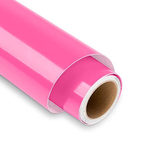 Image of Fluorescent Pink Permanent Vinyl for Cricut - 12" x 5FT Neon Pink Cricut Vinyl Roll, Outdoor Self Adhesive Vinyl Roll for Decor Sticker, Party Decoration, Car Decal