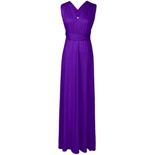 Image of Womens Sexy Convertible Multi Way Wrap Transformer Solid Cocktail Off Shoulder Wedding Bridesmaid Evening Long Maxi Dress Floor Length Bandage Pageant Prom Ball Gowns Purple XL