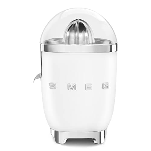Image of Smeg Retro 50's Style Citrus Juicer with Stainless Steel Reamer and Strainer, Anti-Drip Spout, 70W, White, CJF11WHUK