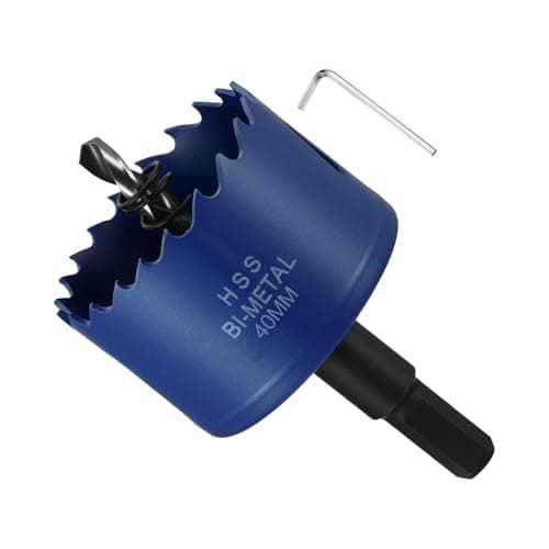 Image of METALLIXITY Bi-Metal Hole Saw 1-9/16", M42 HSS Circular Head 40mm Hole Cutter with Center Drill Bit - for Thick Stainless Steel Hard Steel Sheet, Blue