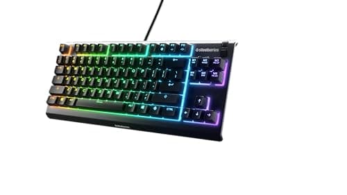 Image of SteelSeries Apex 3 TKL - Gaming Keyboard - Tenkeyless Compact Form Factor - Silent Gaming Keyboard - 8-Zone RGB Illumination - IP32 Water & Dust Resistant - American QWERTY Layout , Black