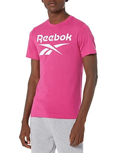 Image of Reebok Men's Standard Big Tee, Semi Proud Pink/White Logo, Small