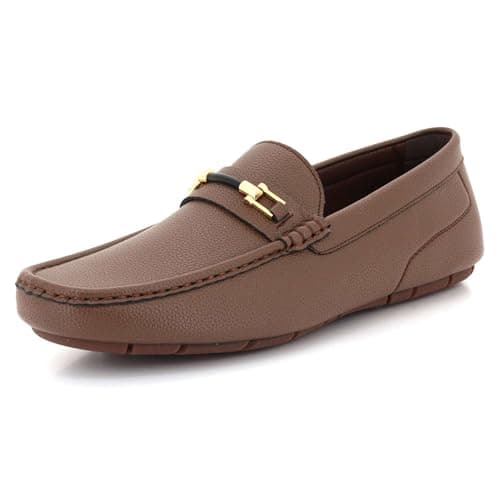 Image of Mens Faux Leather Loafers Slip-On Driving Comfort Soft Insole Classic Moccasins Lightweight Anti-Slip Casual Gents Brown Shoes Size 8 UK 42 EU
