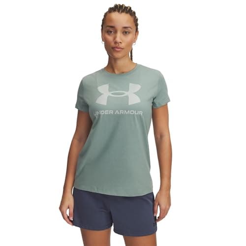 Image of Under Armour Womens Women's UA Rival Logo Short Sleeve T-Shirt, Silica Green / / Hydro Green, XS