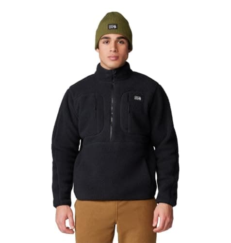 Image of Mountain Hardwear Men's HiCamp Fleece Pullover for Hiking, Travel, Backpacking, and Everyday Wear, Black, L