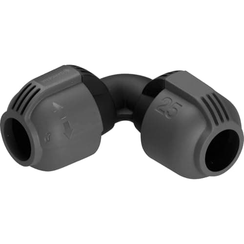 Image of Gardena Sprinklersystem L-Joint: Connecting piece for connecting pipe direction change, 25 mm, compatible with Gardena connecting pipe 25 mm, tool-free installation (2773-20)