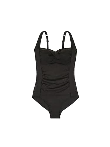 Image of DORINA Fiji Light Padded Shaping Swimsuit, Wireless, Medium Control, Tummy Shaping, Twisted Front Detail, Adjustable Straps, Black
