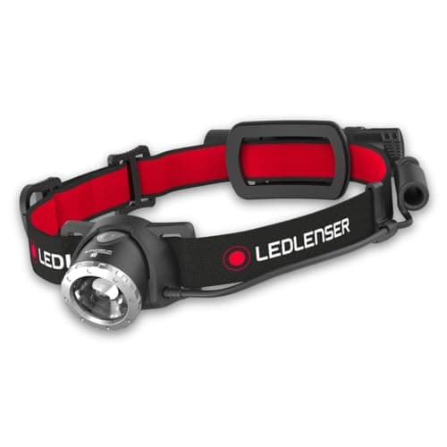 Image of Ledlenser H8R LED Headlamp, Rechargeable with Lithium 18650 Battery, 600 Lumens, Focusable, Up to 120 Hours Runtime, Red Rear Light, Swivelling, USB Charging Cable, Headlamp