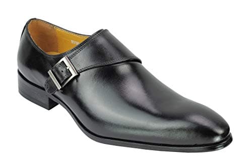 Image of Mens Classic Polished Real Leather Single Monk Shoes Buckle Strap Slip on Smart Work Dress Loafer [HY50-K36-BLACK-43]