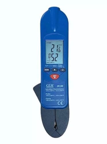 Image of 3 in 1 Clamp, Probe & Infrared Thermometer. Perfect for taking and recording weekly/monthly water tempertures to comply with Legionella water temperature records.