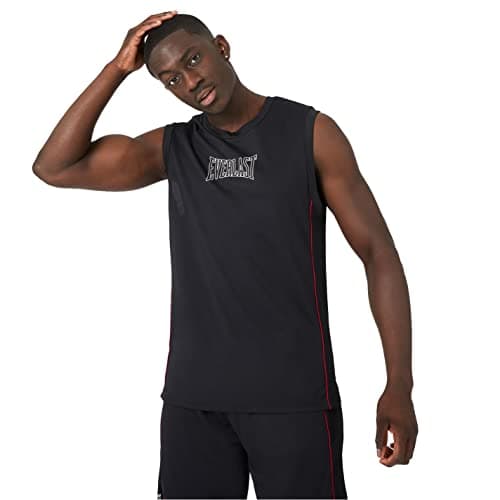 Image of Everlast Mens Ovie Soko Basketball Jersey Performance Vest Black & Red 4XL