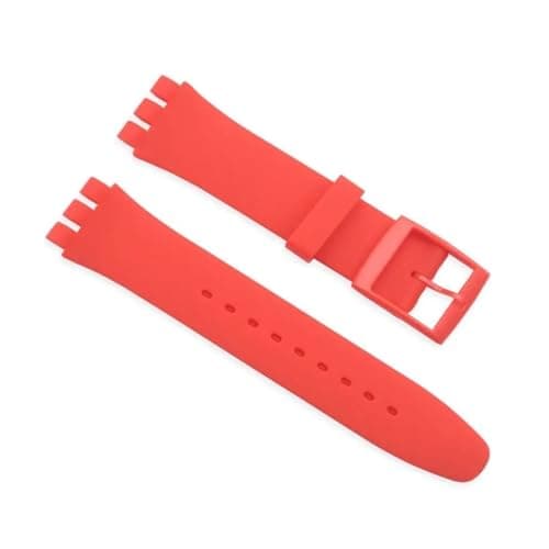 Image of HMFang 16mm 17mm 19mm 20mm Soft Silicone Watch Bracelet Compatible With Swatch Colorful Transparent Watchbands Strap Men's Women Replacement(Red,17mm)