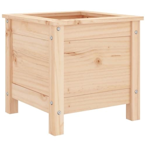 Image of vidaXL Wood Garden Planter – Robust Pinewood Construction - Large Square Size Garden, Patio and Balcony Flower, Herb and Plant Holder – Brown